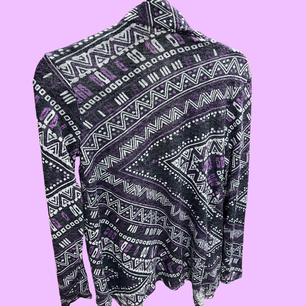 Purple Aztec cream black tribal open cardigan jacket sweater n… - Picture 3 of 4